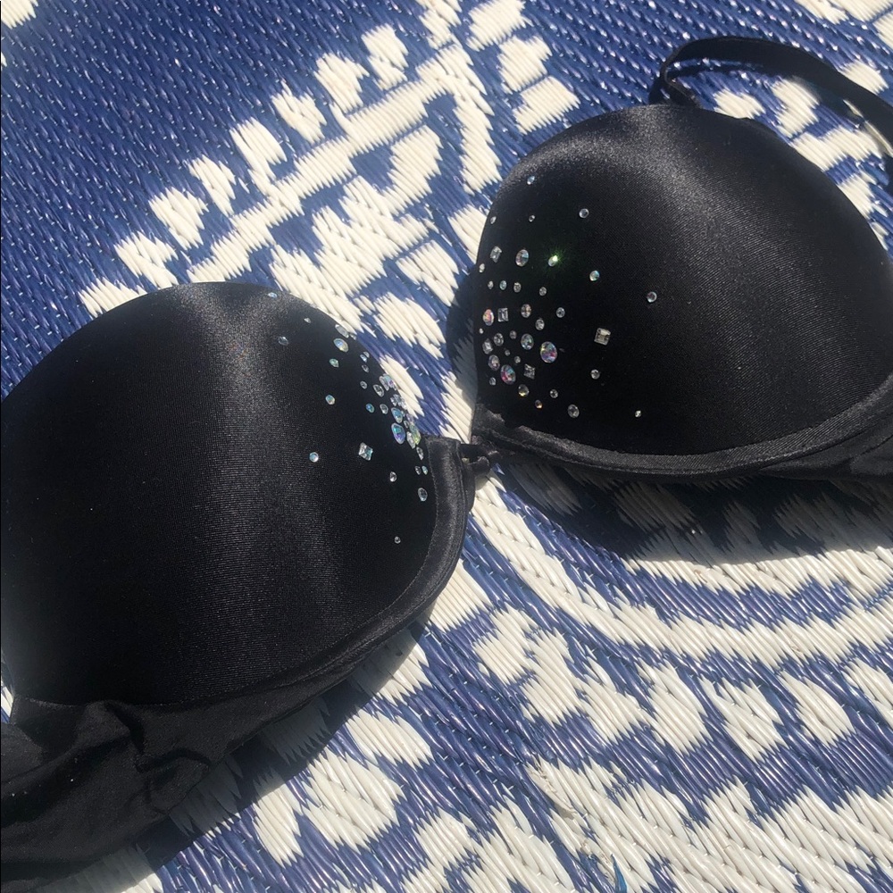 Black Embellished Push-Up Bra - Women Intimates
